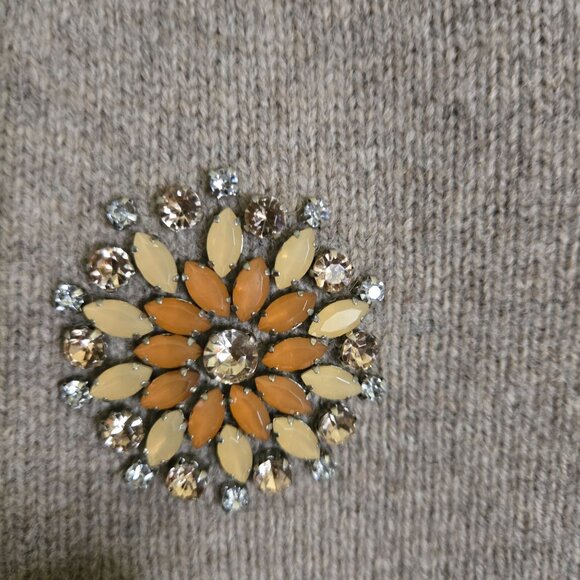 Garnet Hill 100% Lambswool Embellished Jeweled Crewneck Pullover Sweater Size S - Picture 5 of 7